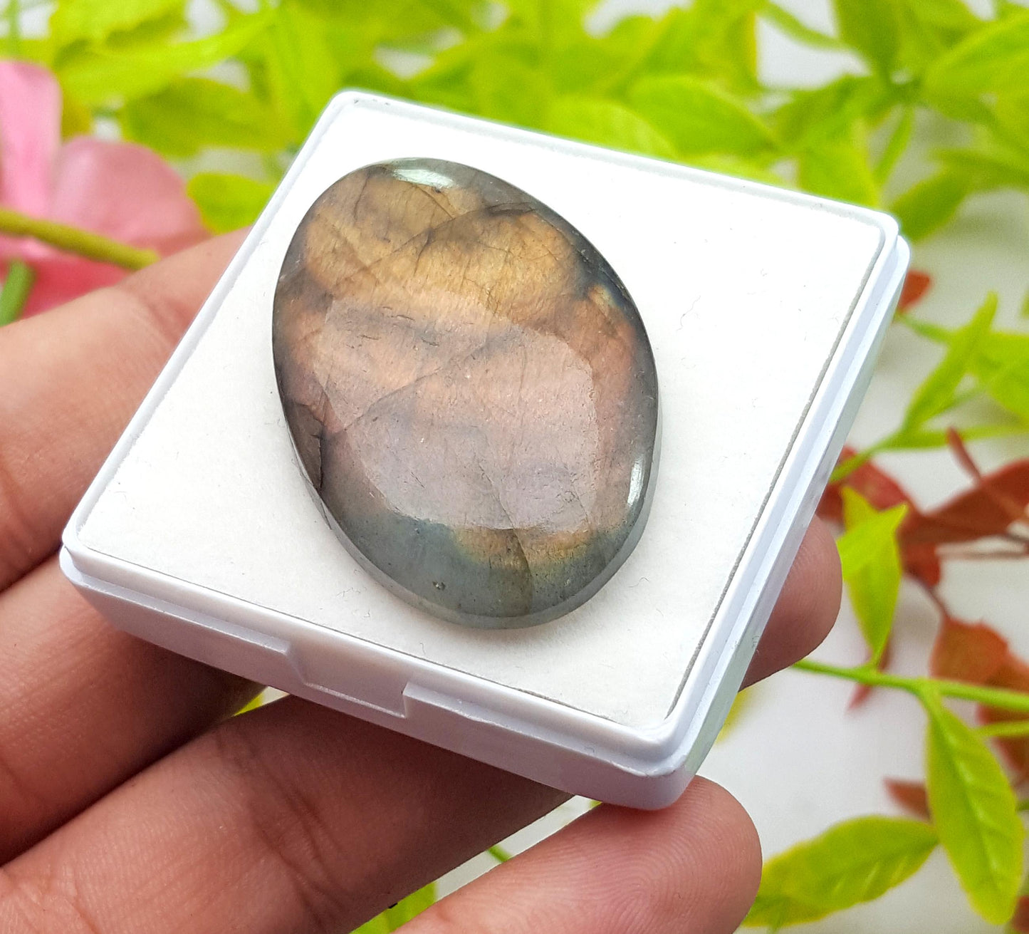 100% Natural Multi Labradorite, Oval Smooth Cabochon Loose Gemstone, 72.50 Carat, Size-34x27x7mm, Gift For Her, PC-1