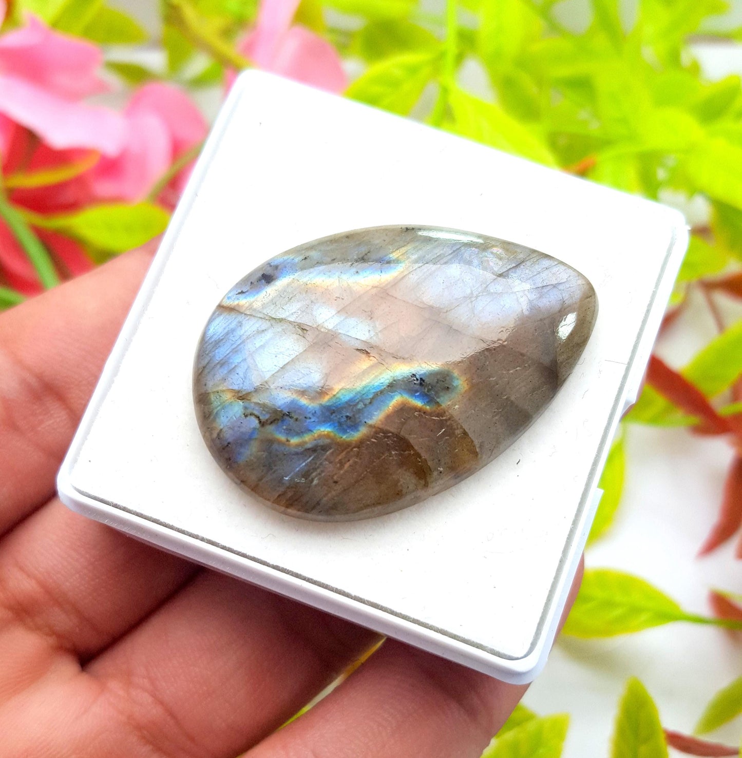 Labradorite, 100% Natural Multi Labradorite, Pear Smooth Cabochon Loose Gemstone, 58.95 Carat, Size-40x28x6mm, Gift For Her, PC-1