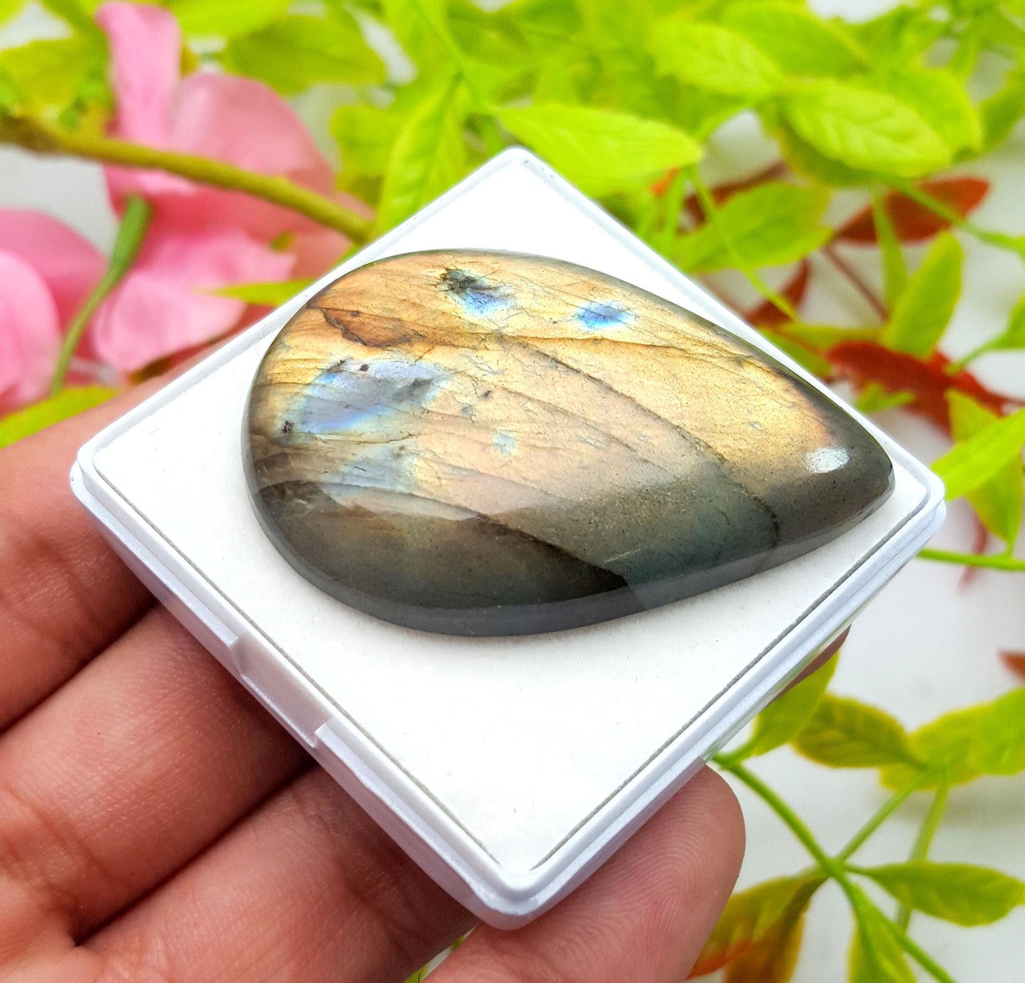 100% Natural Multi Labradorite, Pear Smooth Cabochon Loose Gemstone, 118.50 Carat, Size-51x31x9mm, Gift For Her, PC-1