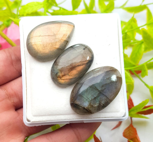 100% Natural Multi Labradorite, Mix Shape Smooth Cabochon Gemstone Lot, 85.60 Carat, Size-34x30x6mm To 28x17x6mm, Gift For Her, PC-3