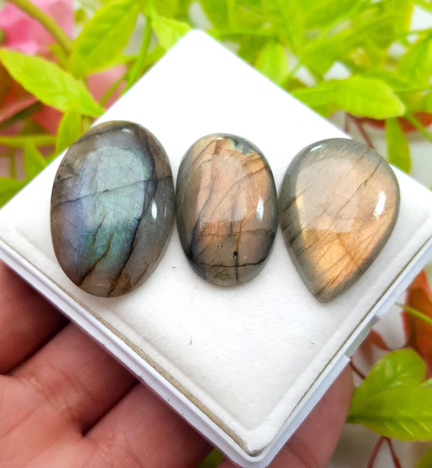 100% Natural Multi Labradorite, Mix Shape Smooth Cabochon Gemstone Lot, 85.60 Carat, Size-34x30x6mm To 28x17x6mm, Gift For Her, PC-3