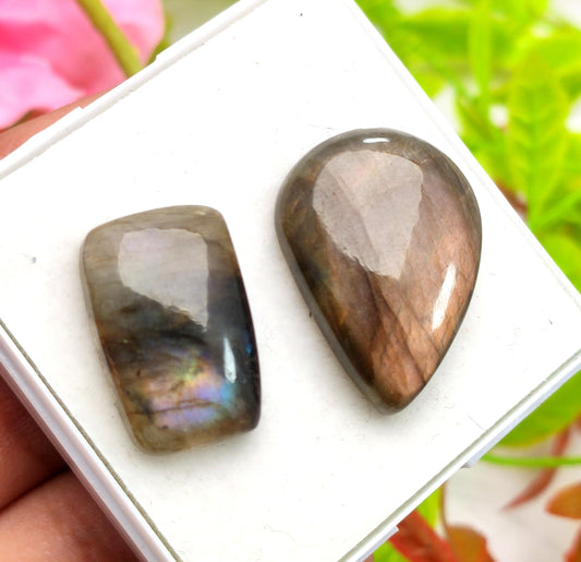 100% Natural Multi Labradorite, Mix Shape Smooth Cabochon Gemstone Lot, 41.30 Carat, Size-23x20x5mm To 22x15x5, Gift For Her, PC-2