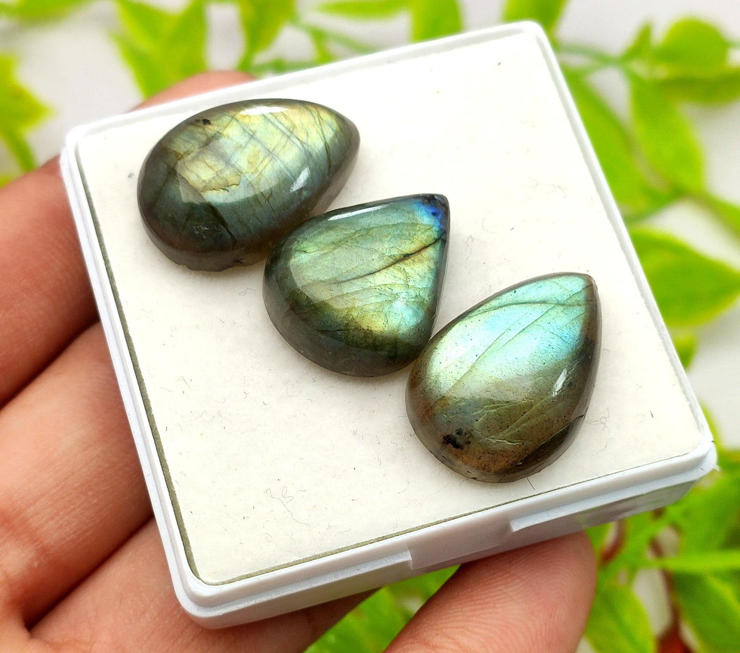 100% Natural Multi Labradorite, Pear Shape Smooth Cabochon Gemstone Lot, 55.20 Carat, Size-23x15x7mm To 20x16x7mm, Gift For Her, PC-3