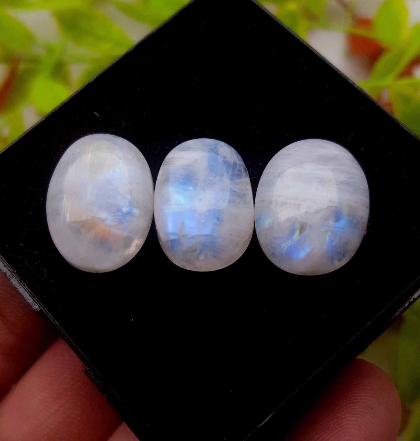 Moonstone, Natural Rainbow Moonstone, Oval Smooth Cabochon Gemstone Lot, 33.80 Carat, Size-18x13x5mm To 16x12x6mm, Gift For Her, PC-3