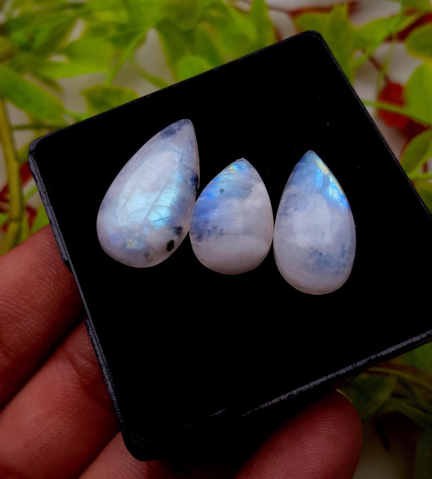 Moonstone, Natural Rainbow Moonstone, Pear Smooth Cabochon Gemstone Lot, 36.50 Carat, Size-24x12x6mm To 18x11x6mm, Gift For Her, PC-3