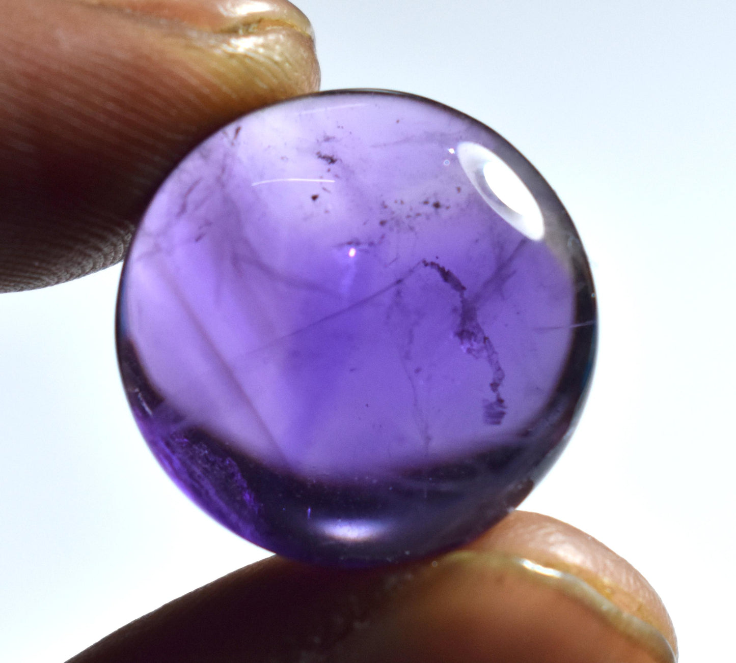 Rare & Natural Purple Amethyst, Round Cabochon Loose Gemstone, 20.00 Carat, Size-19x19x7.5mm, Gift For Her, Pc-1