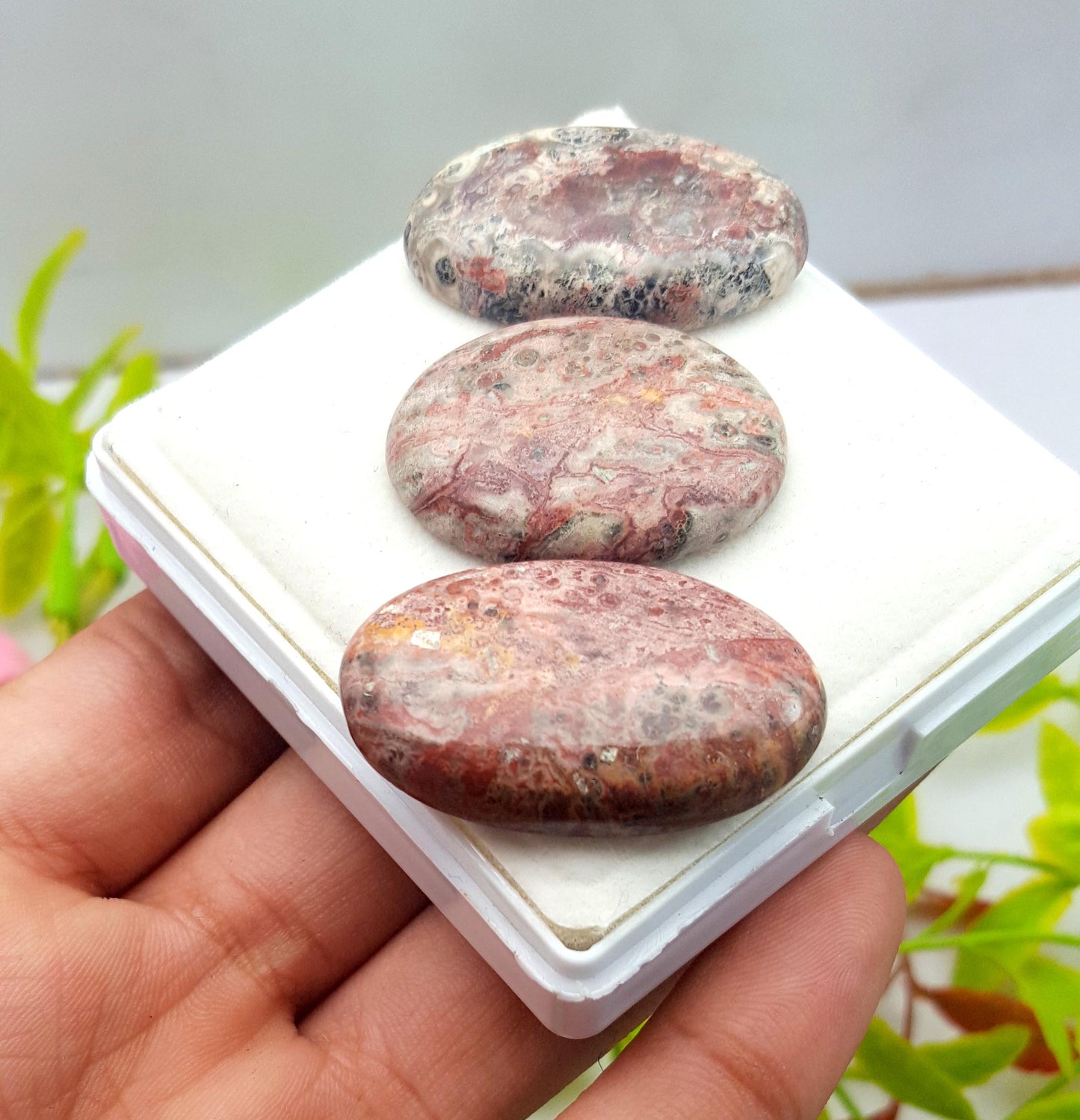 Jasper, Natural Leopard Skin Jasper, Oval Smooth Cabochon Gemstone Lot, 88.10 Carat, Size-35x21x6mm To 30x22x5mm, Gift For Her, PC-3