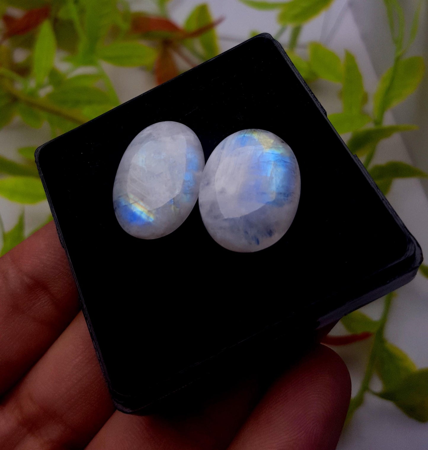 Genuine & Natural Rainbow Moonstone, Oval Cabochon Gemstone Lot, 31.00 Carat, Size-21x15x5mm To 20x16x6mm, Gift For Her, PC-2