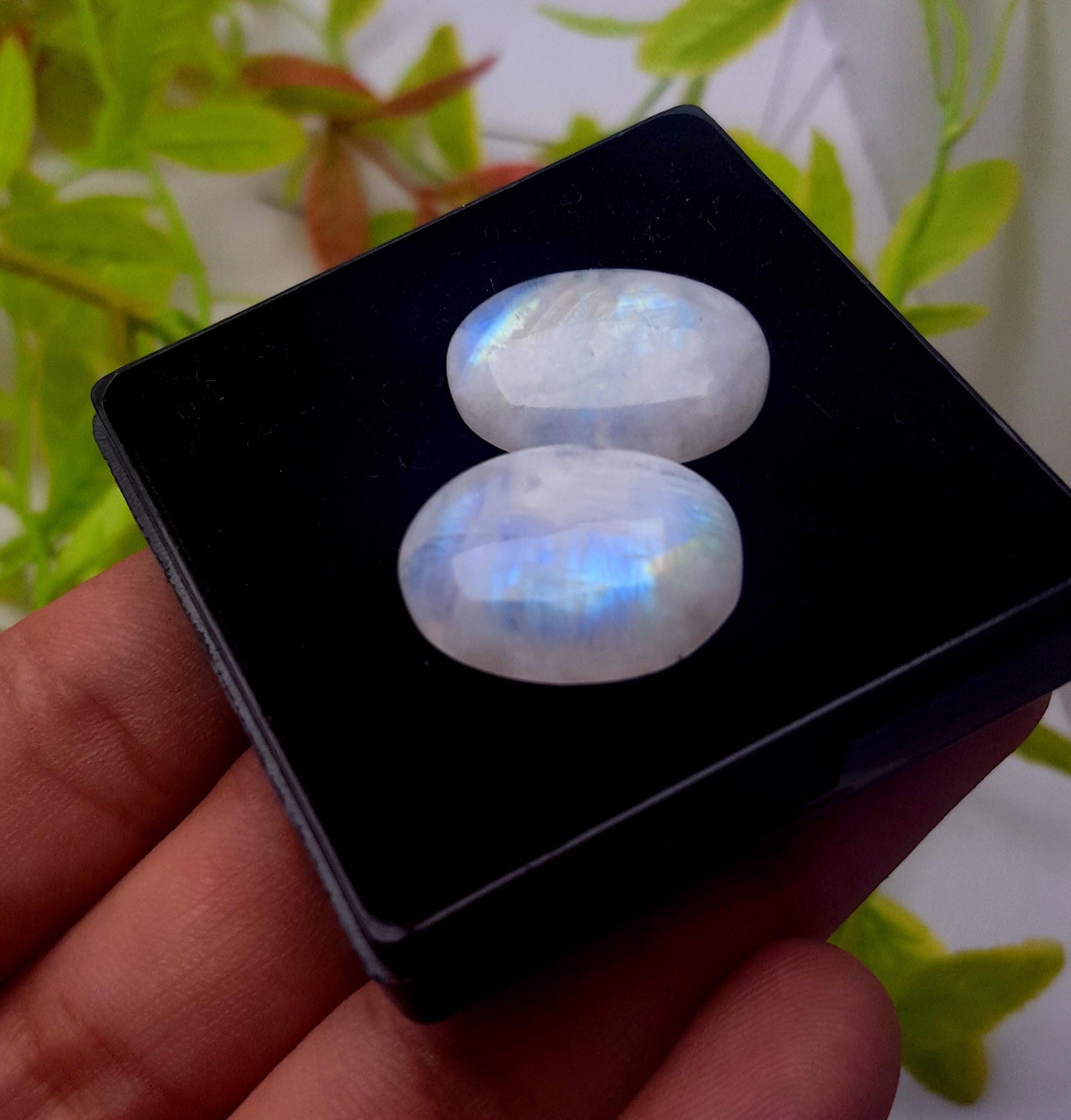 Genuine & Natural Rainbow Moonstone, Oval Cabochon Gemstone Lot, 31.00 Carat, Size-21x15x5mm To 20x16x6mm, Gift For Her, PC-2