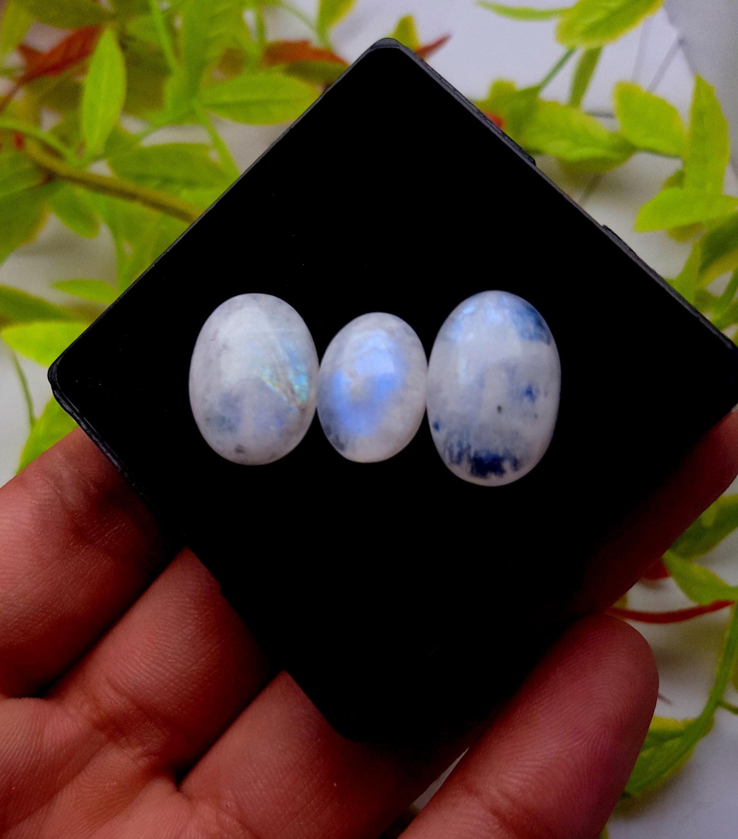 Moonstone, Natural Rainbow Moonstone, Oval Cabochon Gemstone Lot, 25.90 Carat, Size-18x12x6mm To 14x10x5mm, Gift For Her, PC-3