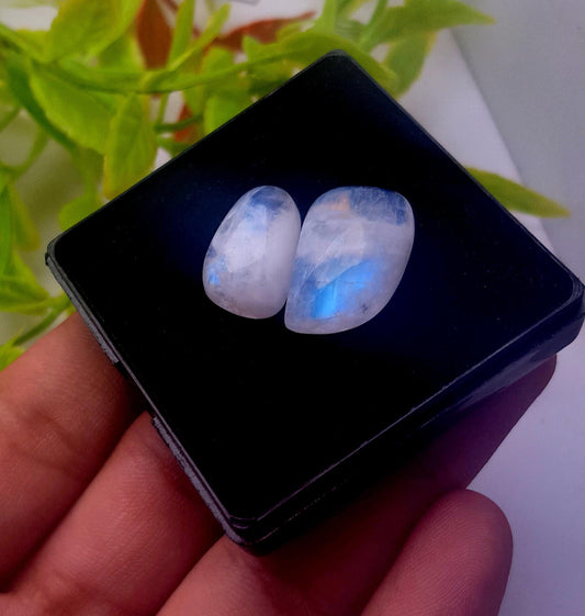 Moonstone, Natural Rainbow Moonstone, Fancy Shape Cabochon Gemstone Lot, 27.90 Carat, Size-21x13x7mm To 17x11x7mm, Gift For Her, PC-2