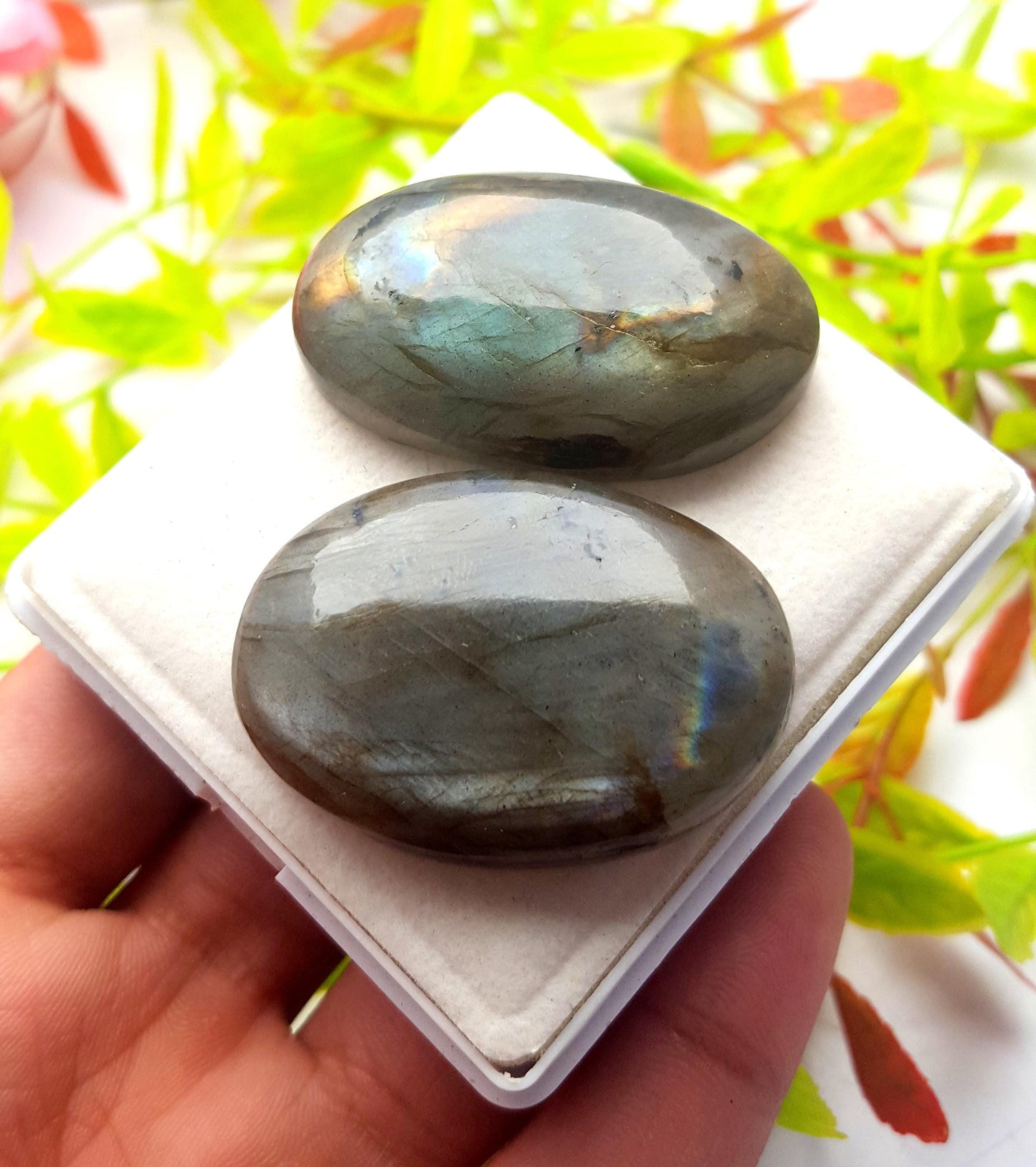 Natural Multi Flashy Labradorite, Oval Smooth Cabochon Gemstone Lot, 170.60 Ct, Size-43x25x9mm To 42x30x9mm, Gift For Her, PC-2