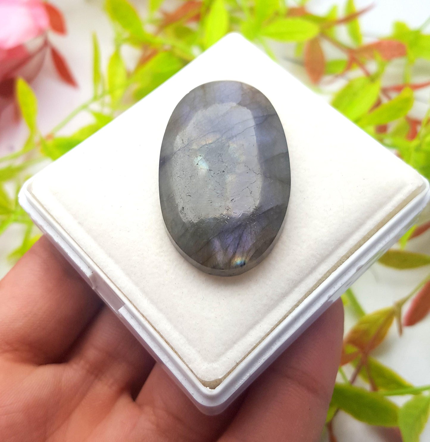 Natural Multi Flashy Labradorite, Oval Smooth Cabochon Loose Gemstone, 75.60 Ct, Size-43x25x7mm, Gift For Her, PC-1