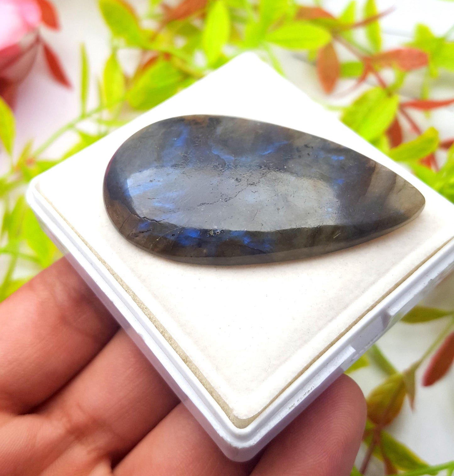 Rare & Natural Multi Flashy Labradorite, Pear Smooth Cabochon Loose Gemstone, 96.80 Ct, Size-57x32x6mm, Gift For Her, PC-1