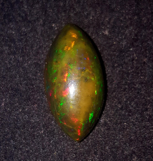 AAA Grade Natural Black Ethiopian Opal Markiss , Welo Fire Cabochon Loose Gemstone, 5.90 Carat, Size-20.5x10x6mm, Gift For Her, PC-1