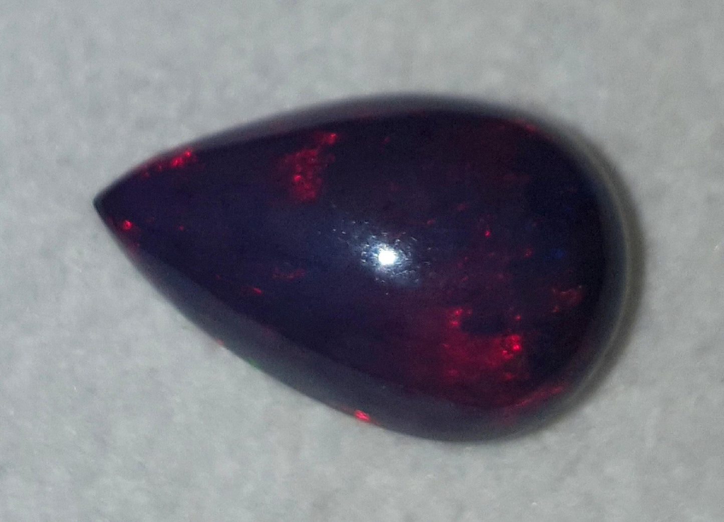 AAA Grade Natural Black Ethiopian Opal Pear, Welo Fire Cabochon Loose Gemstone, 4.60 Carat, Size-10.5x15x6mm, Gift For Her, PC-1