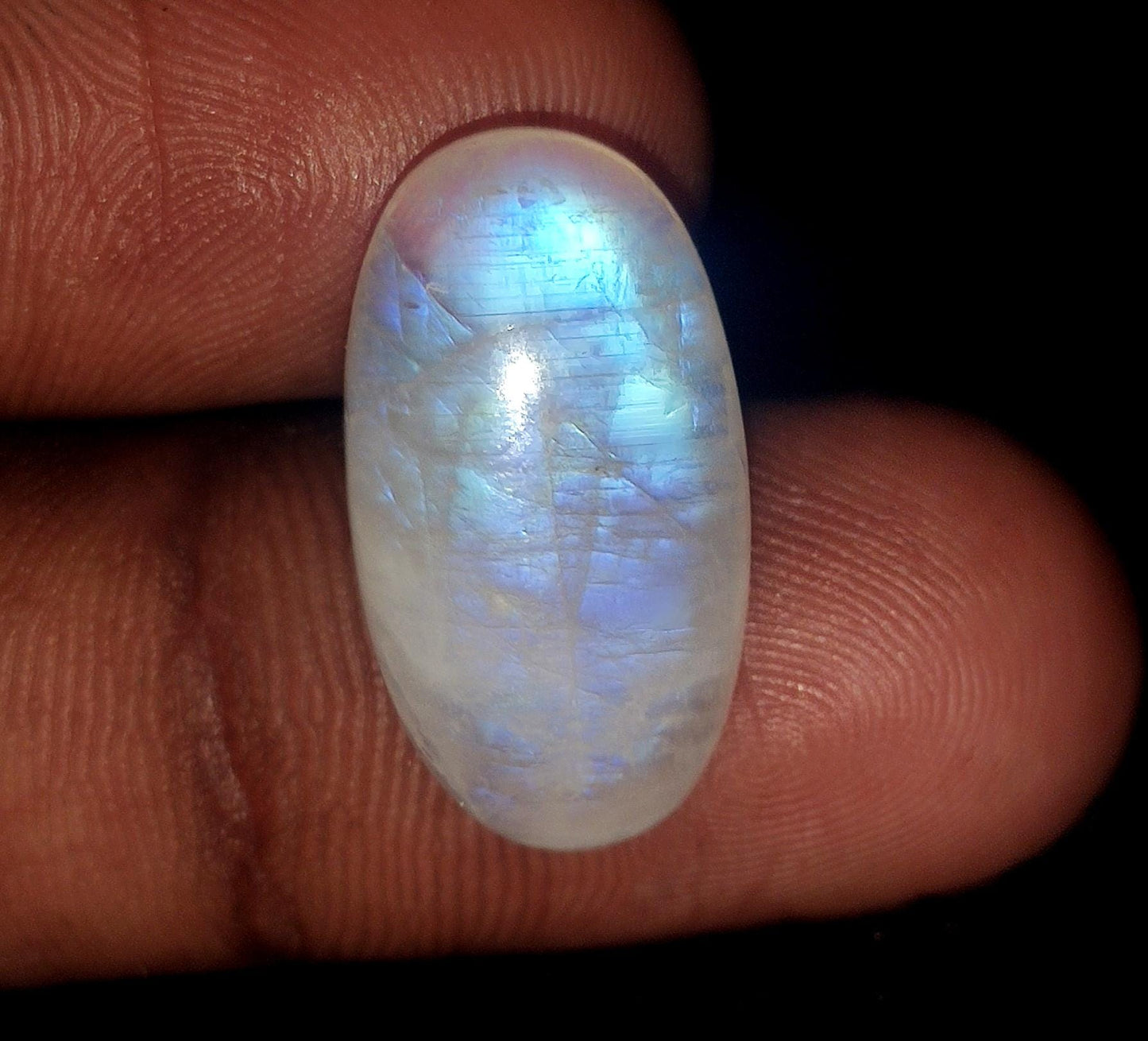 Moonstone, Natural Rainbow Moonstone, Oval Blue Flashy Loose Gemstone, 12.50 Carat, Size-11.5x21x6mm, Gift For Her,