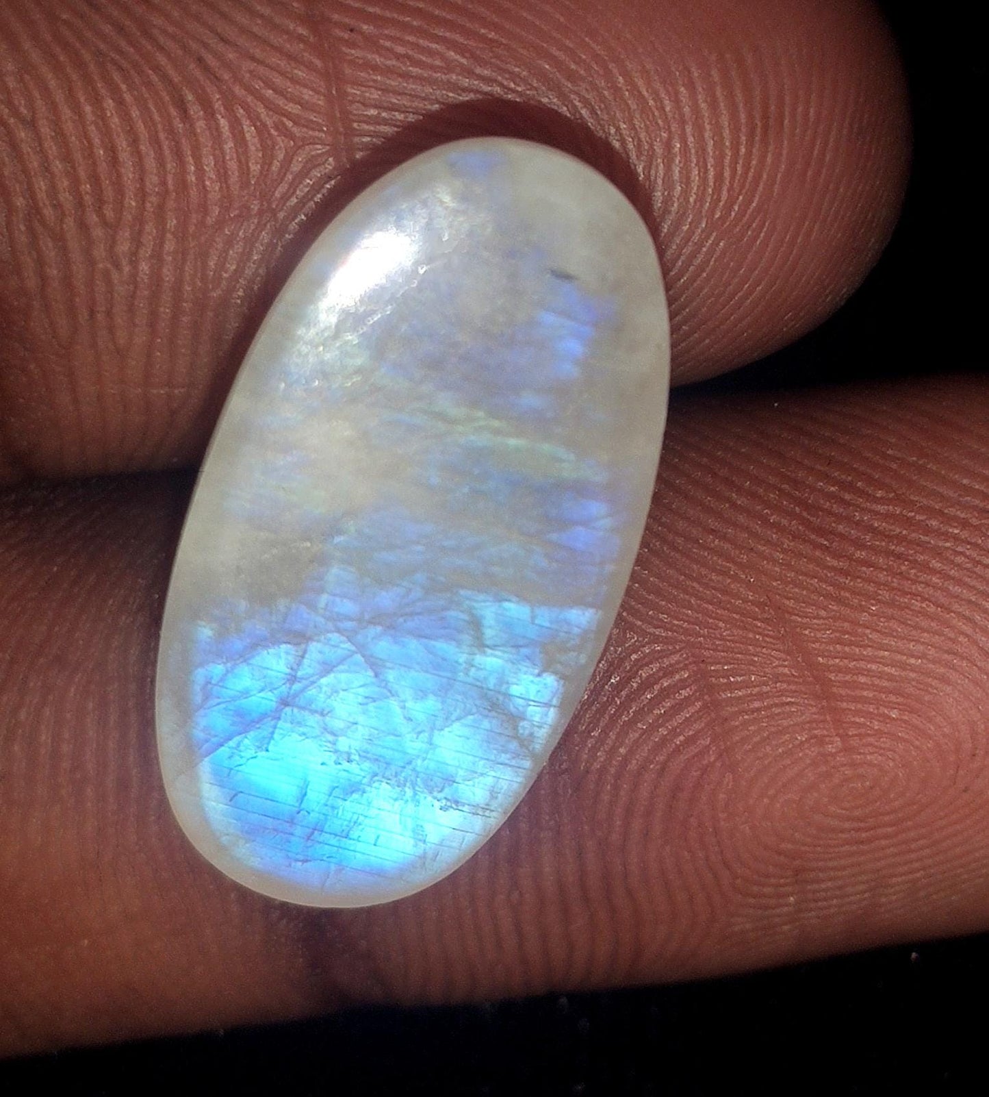 Moonstone, Natural Rainbow Moonstone, Oval Blue Flashy Loose Gemstone, 12.50 Carat, Size-11.5x21x6mm, Gift For Her,