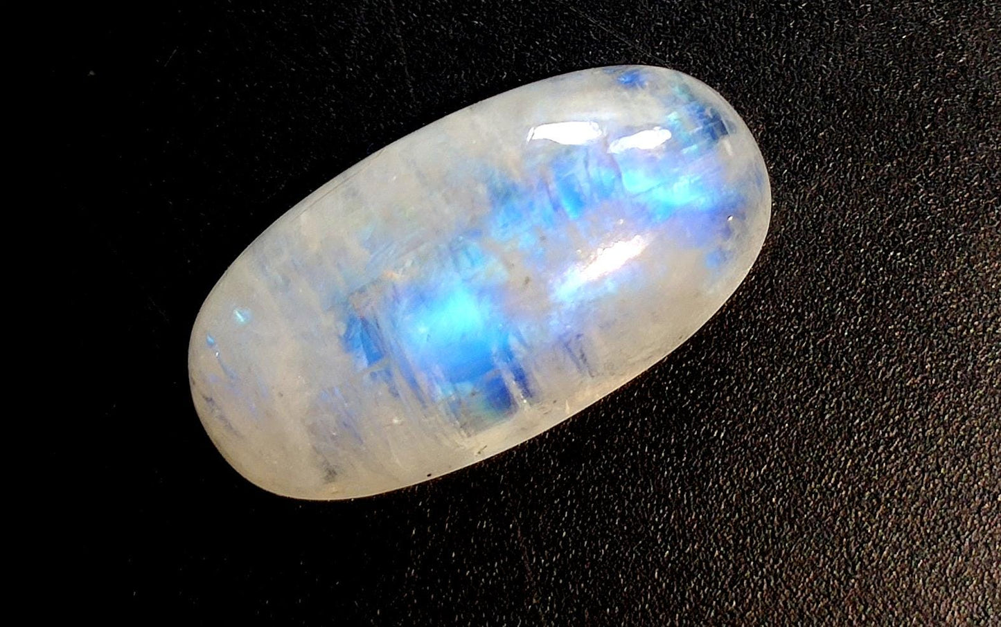 Moonstone, Natural Rainbow Moonstone, Oval Blue Flashy Loose Gemstone, 8.55 Carat, Size-10x19x5.5mm, Gift For Her,