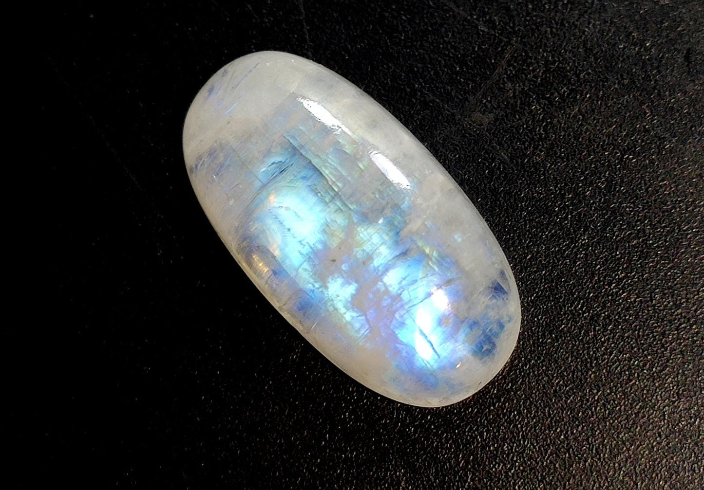 Moonstone, Natural Rainbow Moonstone, Oval Blue Flashy Loose Gemstone, 8.55 Carat, Size-10x19x5.5mm, Gift For Her,