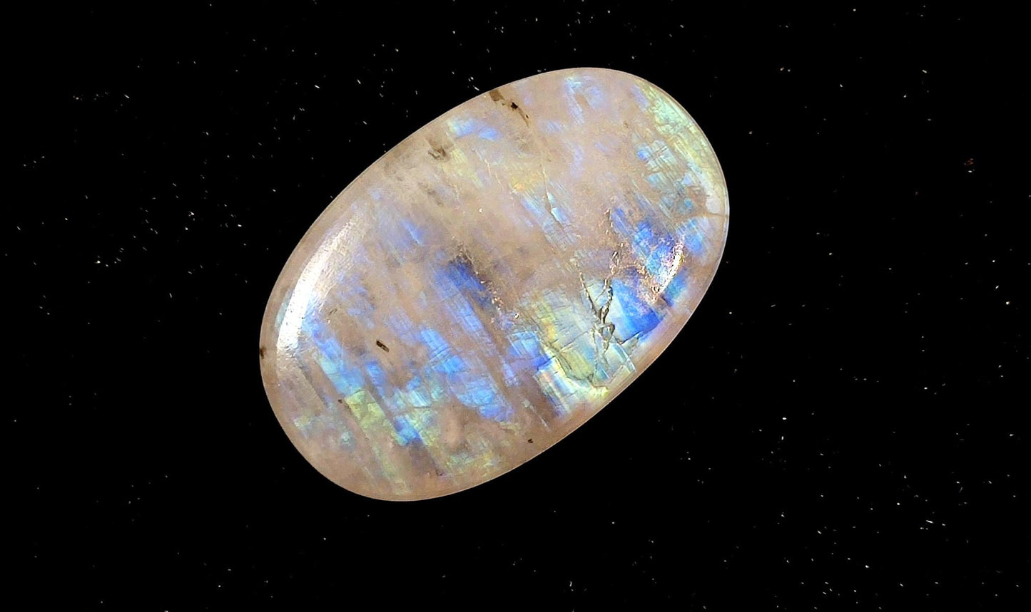 Moonstone, Natural Rainbow Moonstone, Oval Blue Flashy Loose Gemstone, 9.30 Carat, Size-12x19x4.5mm, Gift For Her, Pc-1