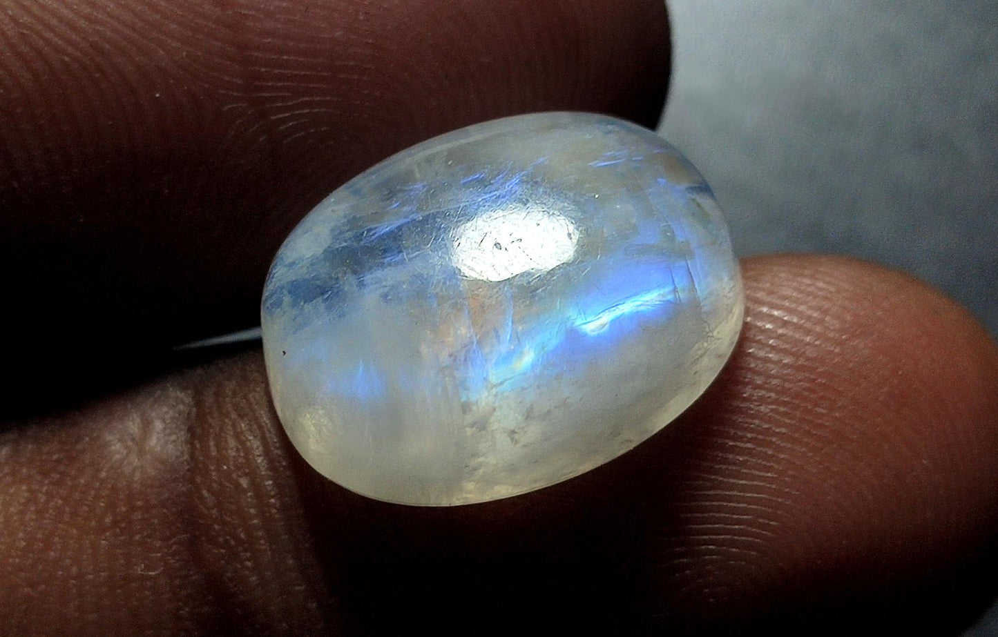 Moonstone, Natural Rainbow Moonstone, Oval Blue Flashy Loose Gemstone, 12.00 Carat, Size-12x16x6mm, Gift For Her, Pc-1