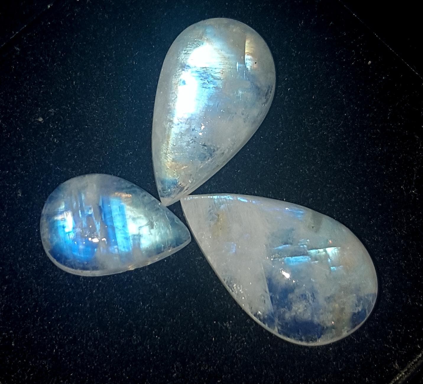 Moonstone, Natural Rainbow Moonstone, Pear Blue Flashy Gemstone Lot, 20.50 Carat, Size-14x9.5x4.4 To 20x11.5x5mm, Gift For Her, Pc-3