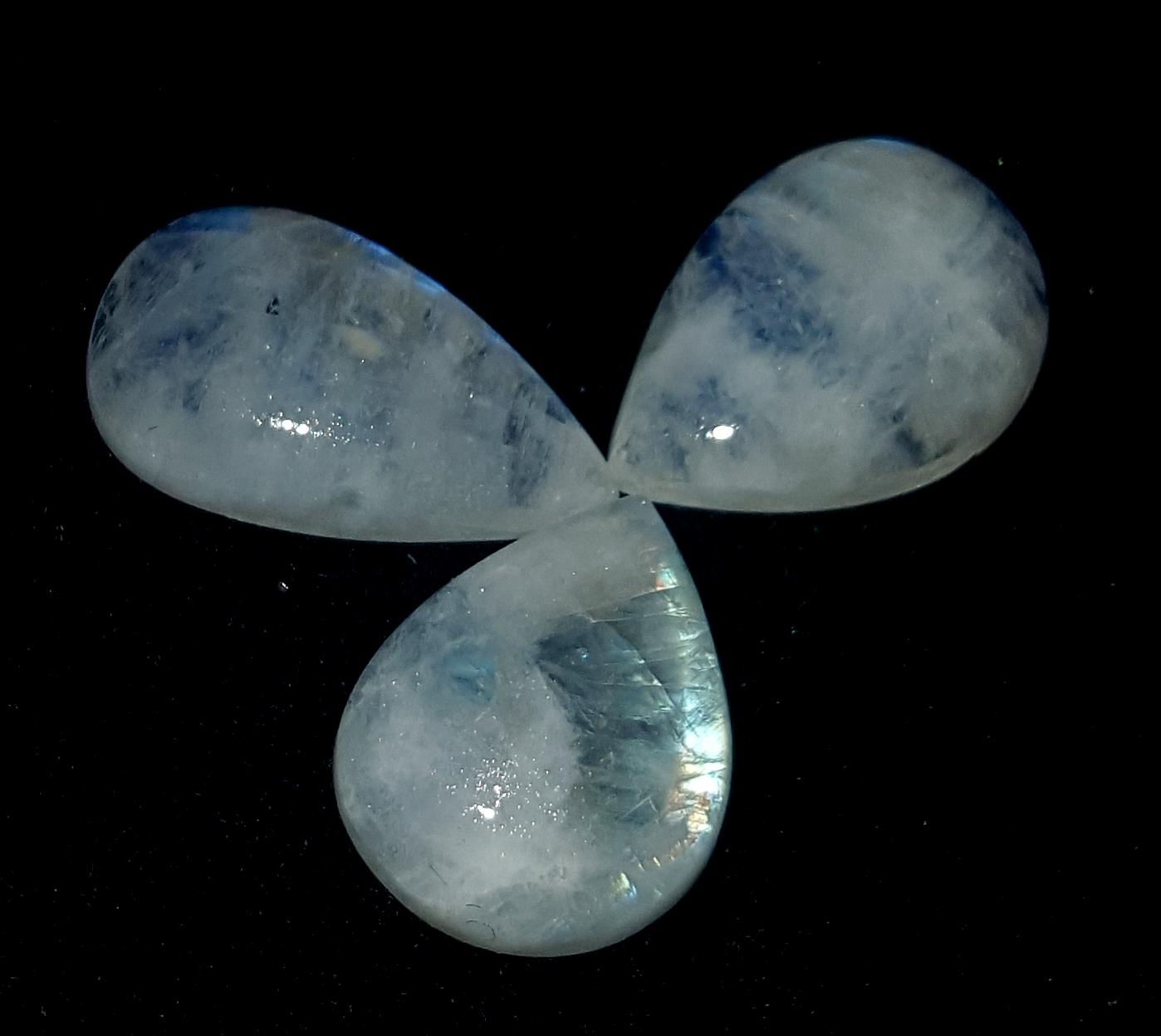 Moonstone, Natural Rainbow Moonstone, Pear Blue Flashy Gemstone Lot, 19.80 Carat, Size-9x13x6mm To 10x4x4mm, Gift For Her, Pc-3