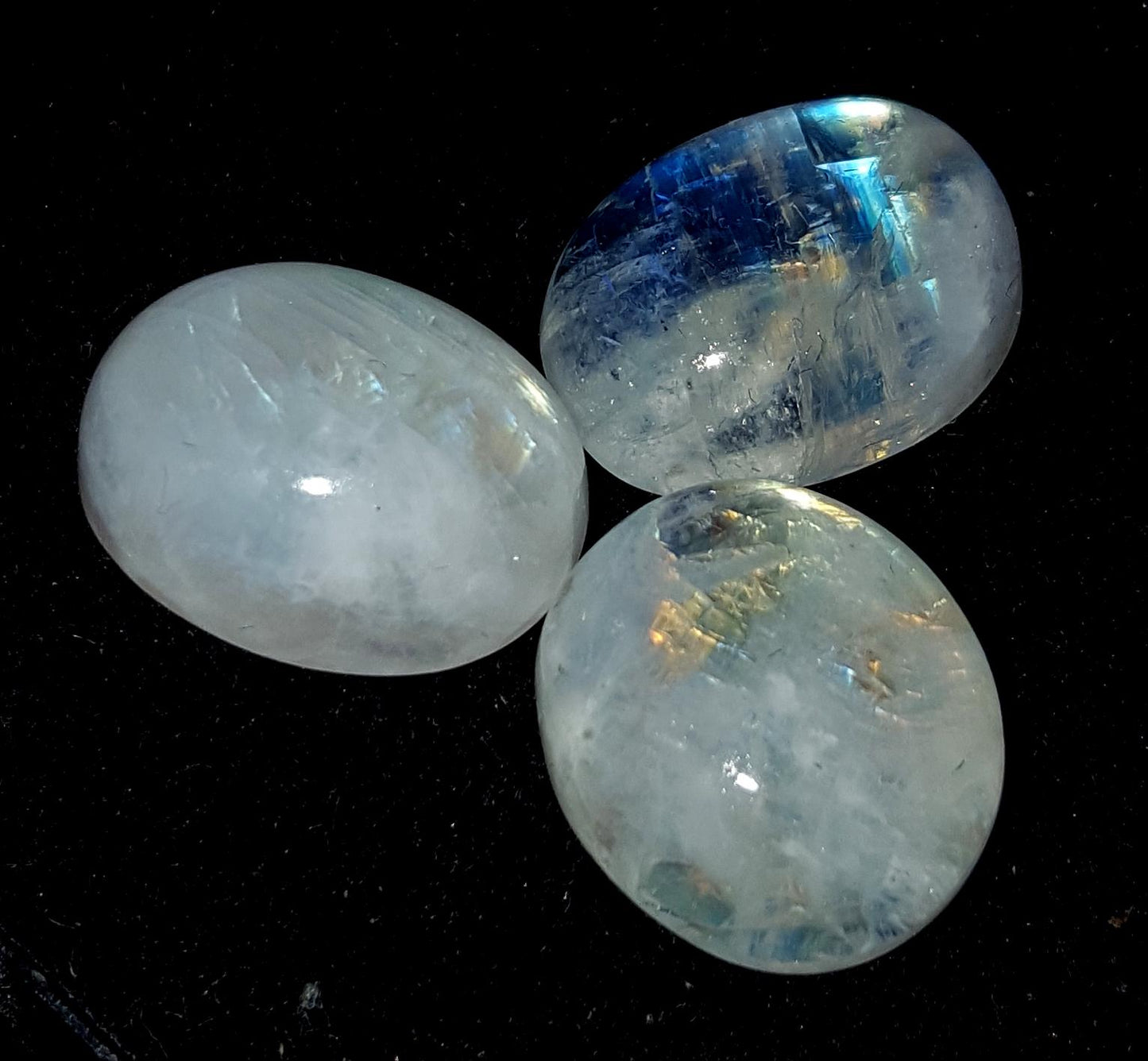 Moonstone, Natural Rainbow Moonstone, Oval Blue Flashy Gemstone Lot, 31.80 Carat, Size-12x16x8mm To 13x15x6mm, Gift For Her, Pc-3