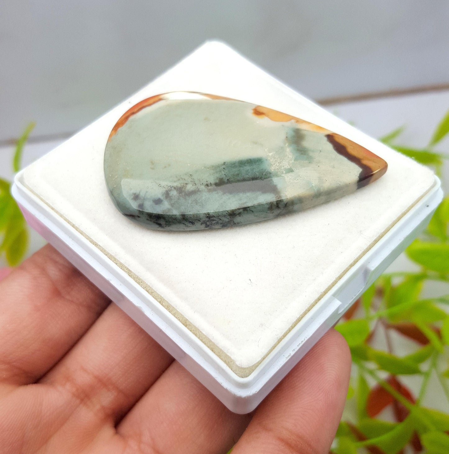 Natural Imperial Jasper, Pear Cabochon Loose Gemstone, 74.50 Carat, Size-52x32x5mm, Gift For Her,