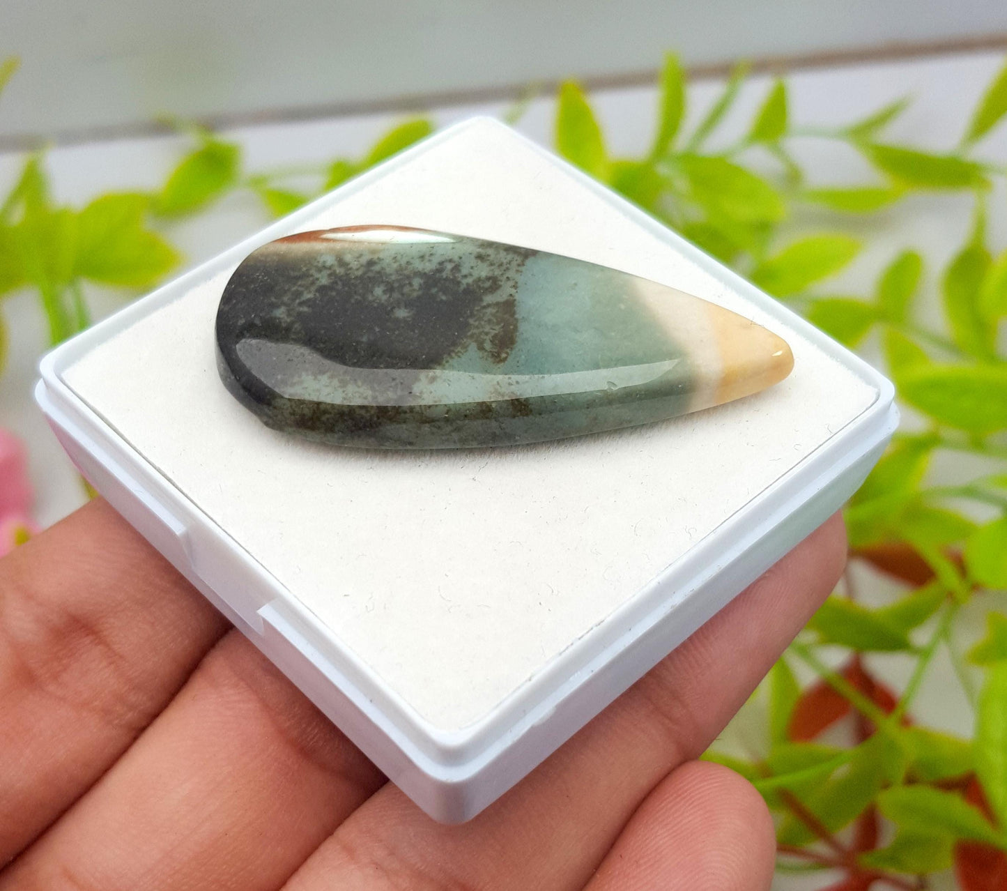 Jasper, Natural Imperial Jasper, Pear Cabochon Loose Gemstone, 46.60 Carat, Size-45x22x6mm, Gift For Her,