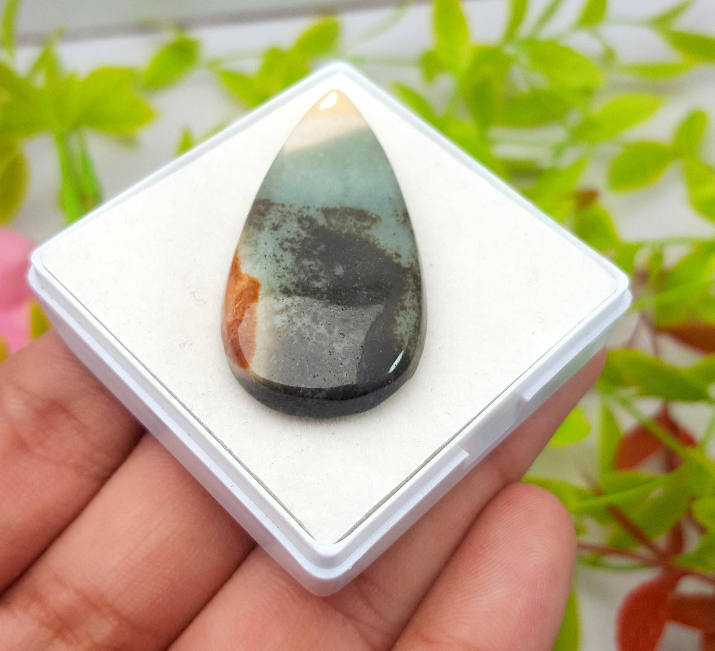 Jasper, Natural Imperial Jasper, Pear Cabochon Loose Gemstone, 46.60 Carat, Size-45x22x6mm, Gift For Her,