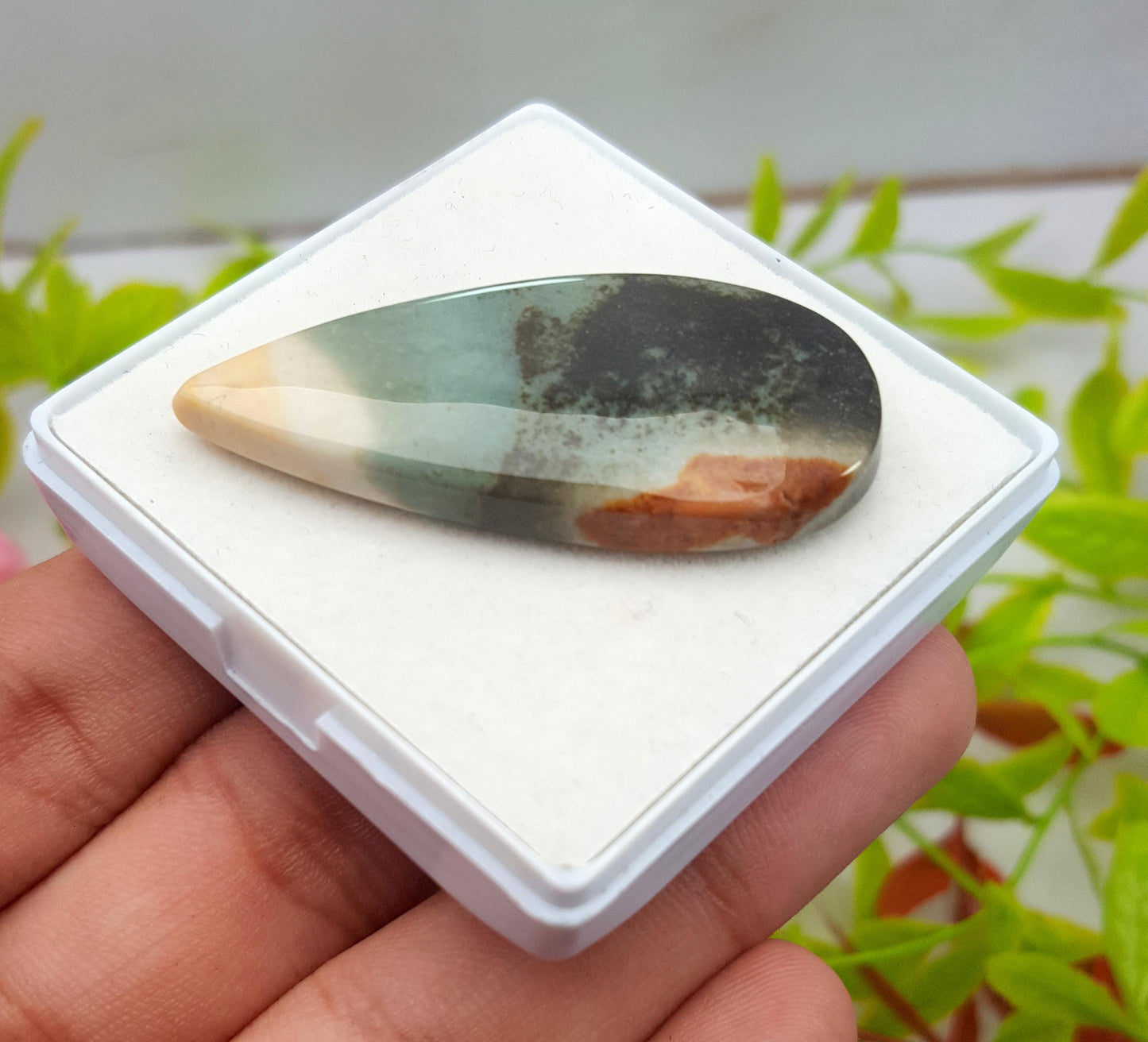 Jasper, Natural Imperial Jasper, Pear Cabochon Loose Gemstone, 46.60 Carat, Size-45x22x6mm, Gift For Her,