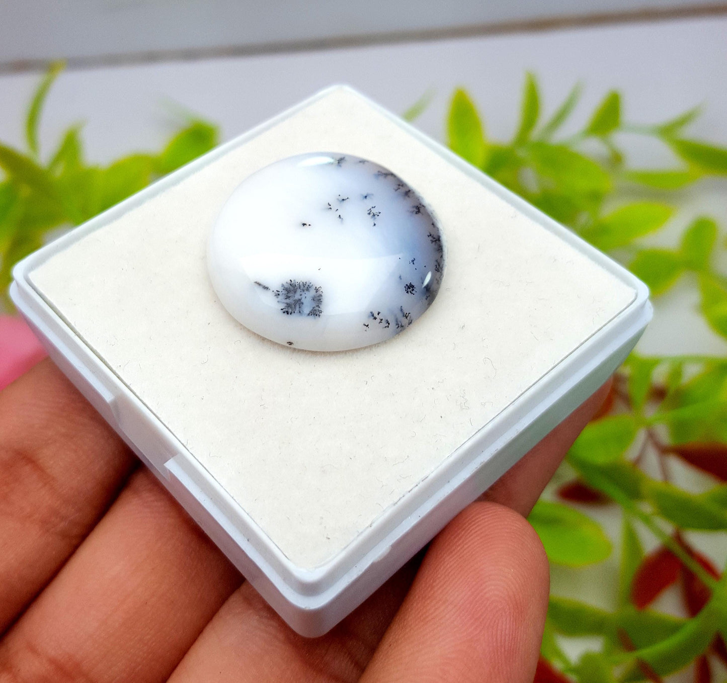 Rare & Natural Dendrite Opal Round Cabochon Loose Gemstone, 34.30 Carat, Size-26x26x6mm, Gift For Her, Pc-1