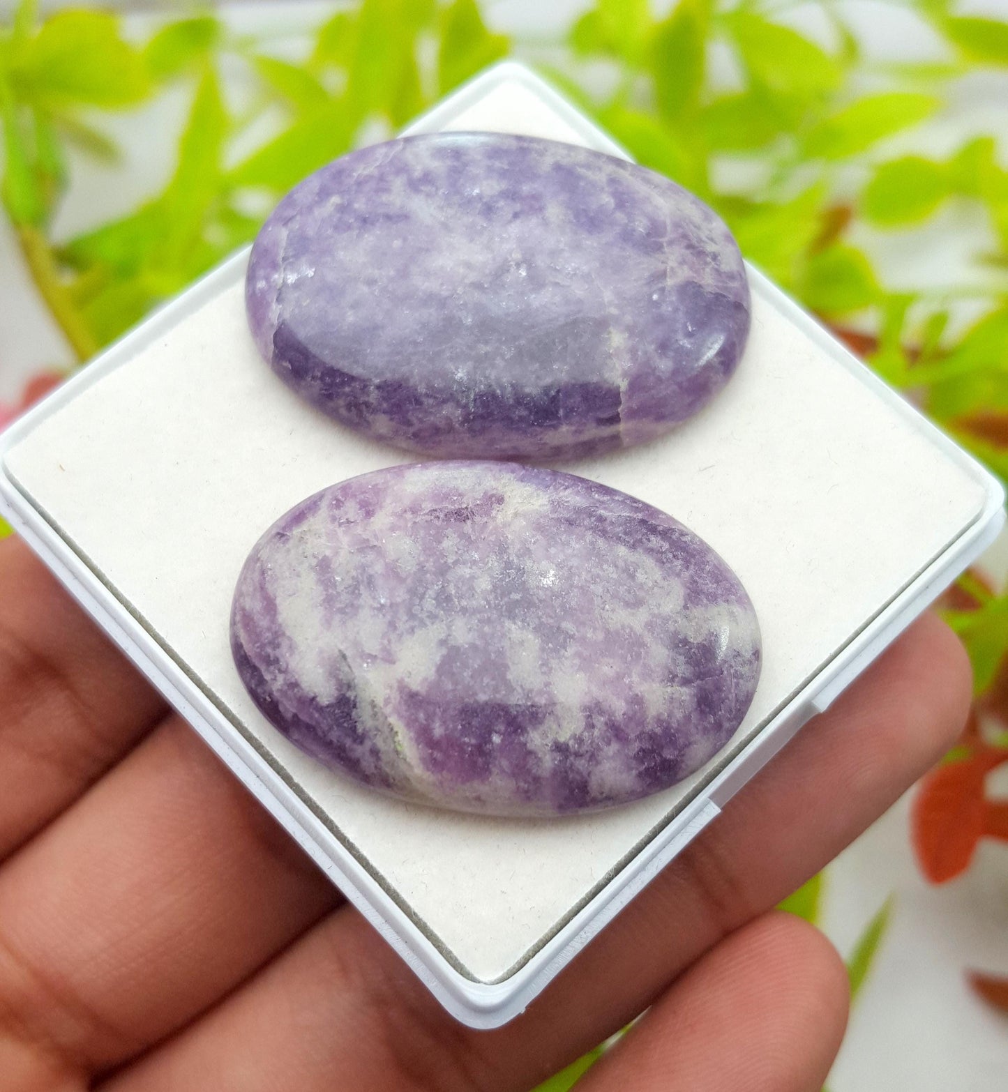 Natural Lepidolite, Oval Cabochon Gemstone Lot, 76.30 Carat, Size-34x25x5mm To 33x23x5mm, Gift For Her, PC-2