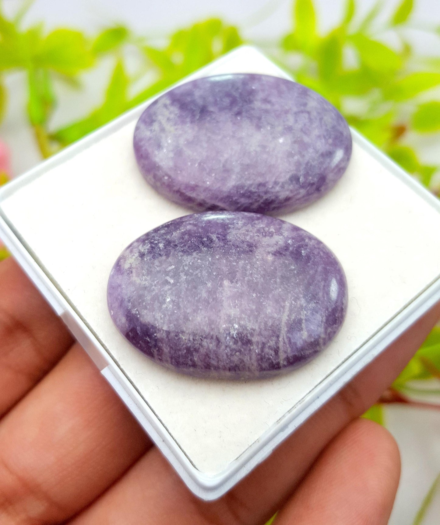 Natural Lepidolite, Oval Cabochon Gemstone Lot, 75.50 Carat, Size-32x24x5mm To 30x22x5mm, Gift For Her, PC-2