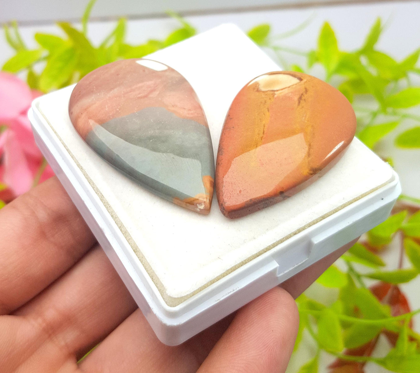 Jasper, Natural Mookaite Jasper, Pear Cabochon Gemstone Lot, 106.60 Carat, Size-42x25x6mm To 42x27x5mm, Gift For Her, PC-2