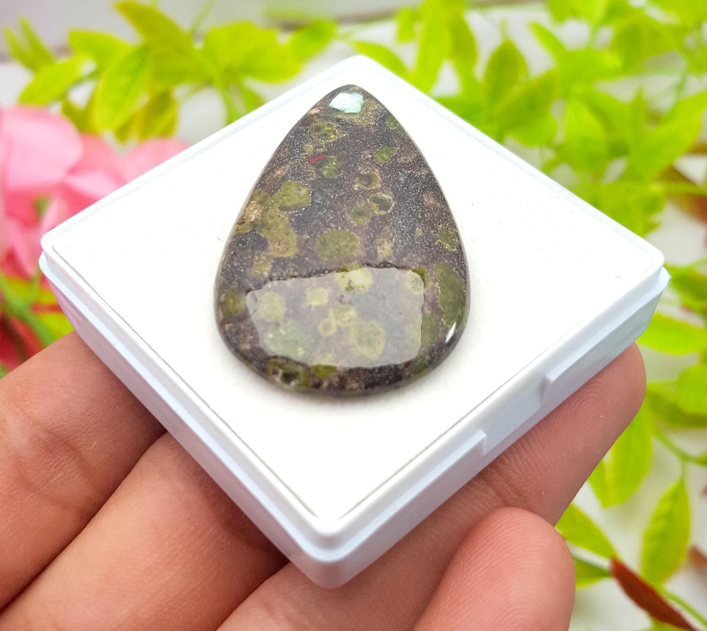 Natural Dragon Blood Jasper, Pear Shape Cabochon Loose Gemstone, 46.70 Carat, Size-38x23x5mm, Gift For Her, PC-1