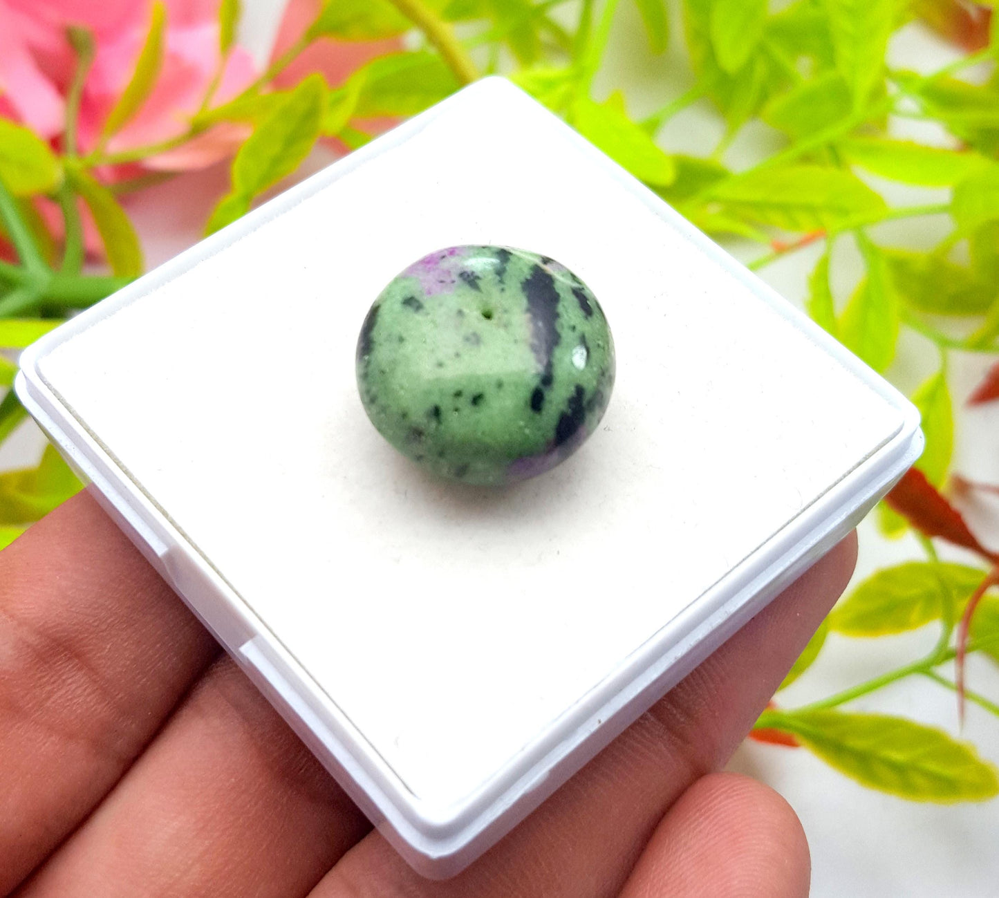 Zoisite, Natural Ruby Zoisite, Drilled Ball Loose Gemstone, 37.30 Carat, Size-19x19x11mm, Gift For Her, PC-1