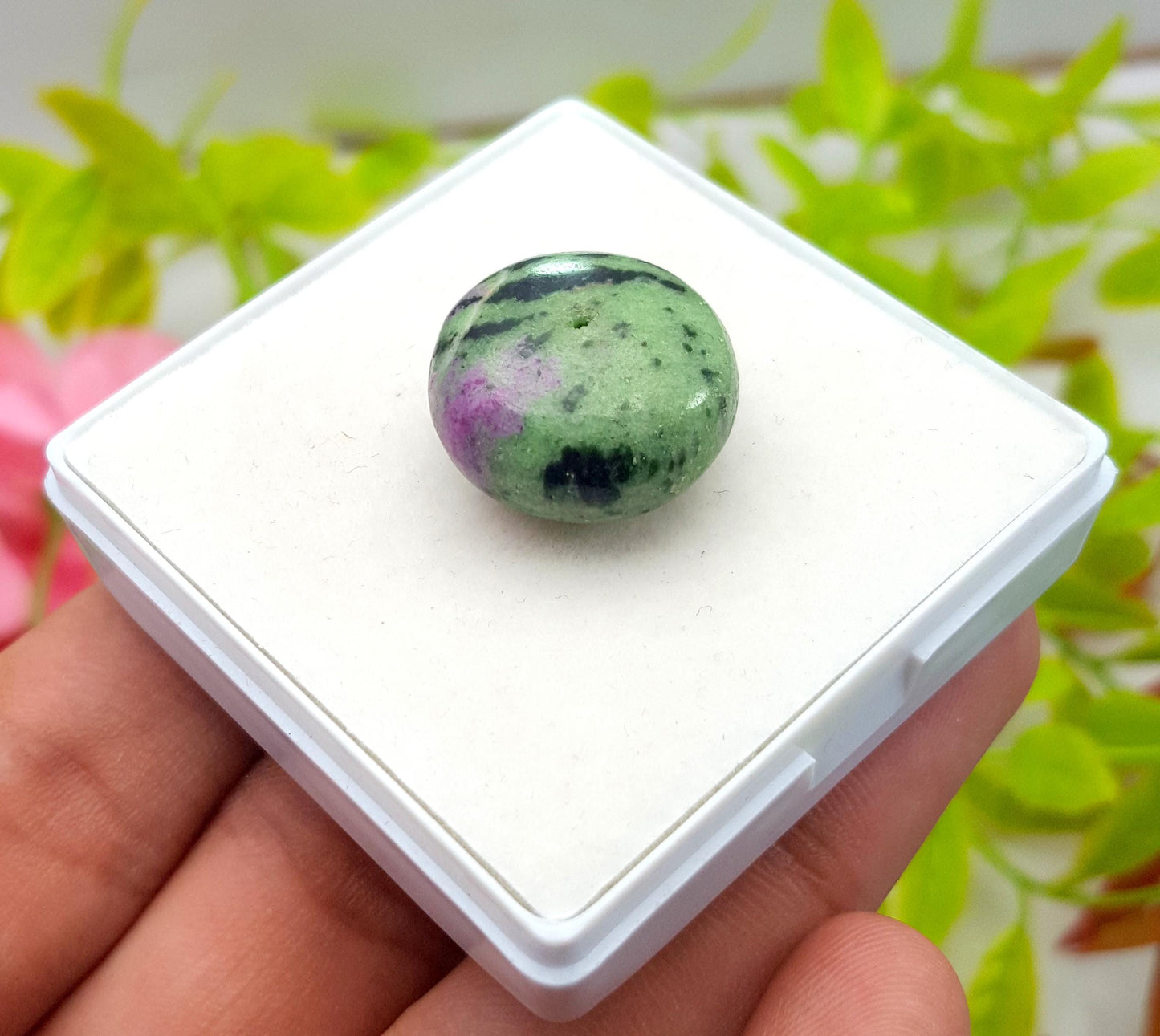 Zoisite, Natural Ruby Zoisite, Drilled Ball Loose Gemstone, 37.30 Carat, Size-19x19x11mm, Gift For Her, PC-1