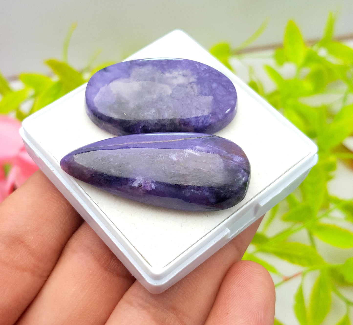 Charoite, Natural Charoite, Mix Shape Cabochon Gemstone Lot, 92.80 Carat, Size-35x22x6mm To 40x18x8mm, Gift For Her, PC-2