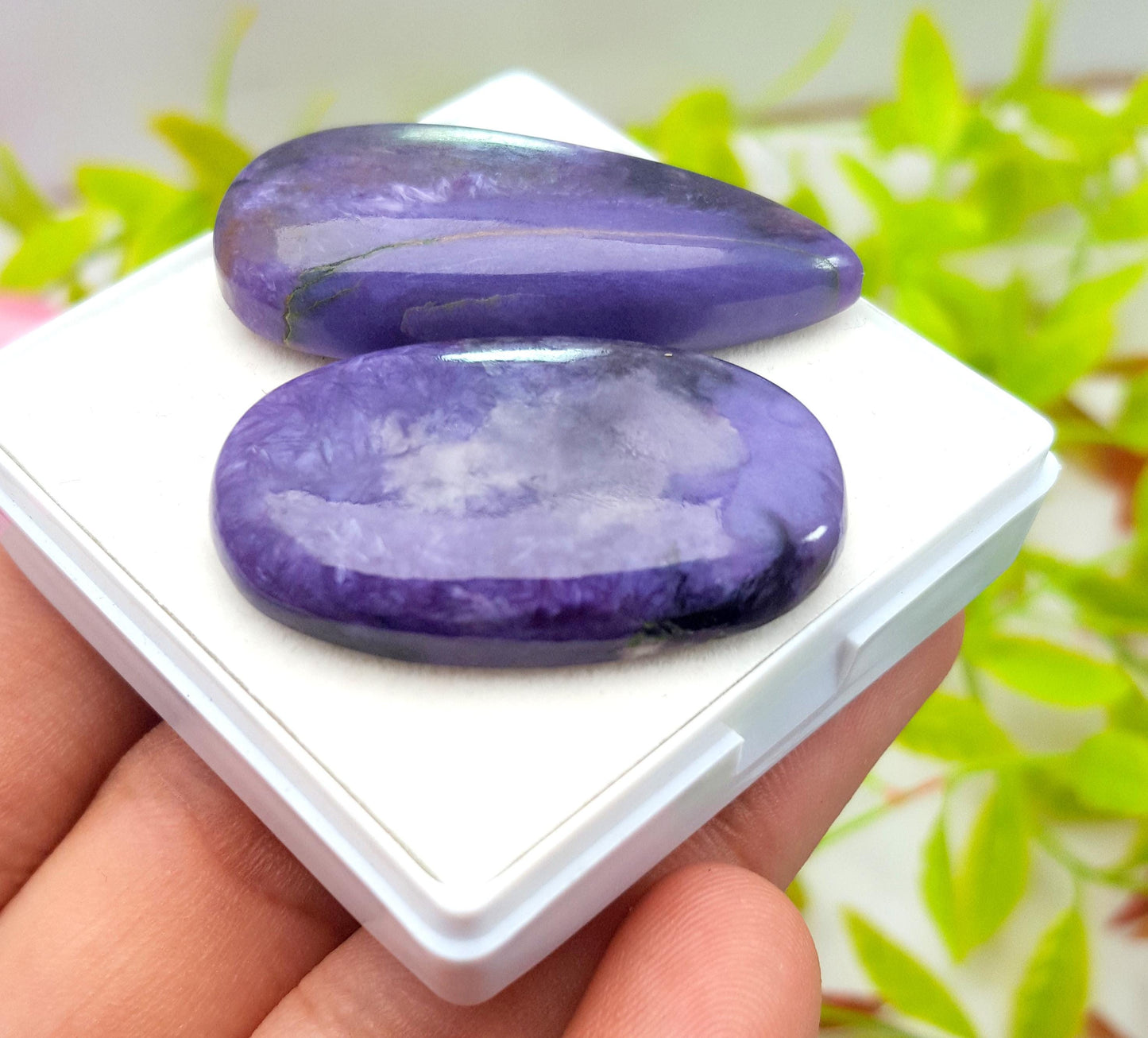 Charoite, Natural Charoite, Mix Shape Cabochon Gemstone Lot, 92.80 Carat, Size-35x22x6mm To 40x18x8mm, Gift For Her, PC-2