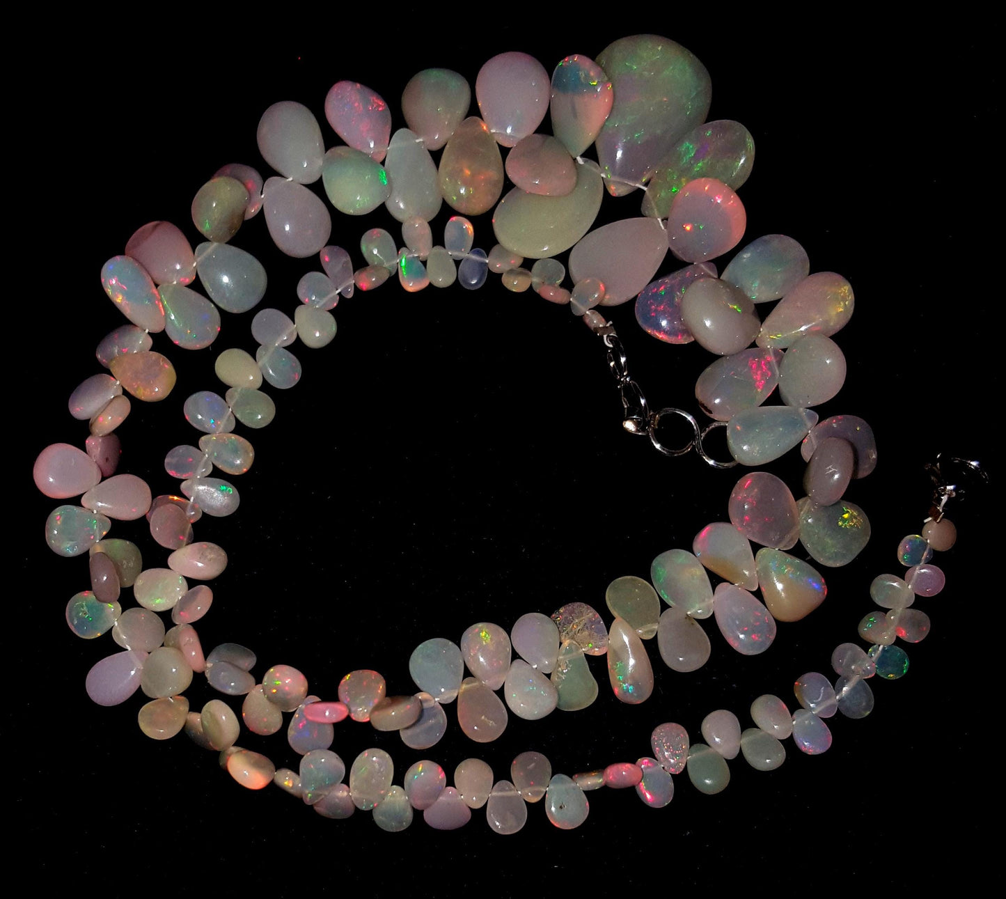 AAA+ Opal, Natural Ethiopian Top Fire Opal Gemstone Drops Necklace 18'' inches , 63.25 Carat, Size-4.5x12mm, Gift For Her, PC-1