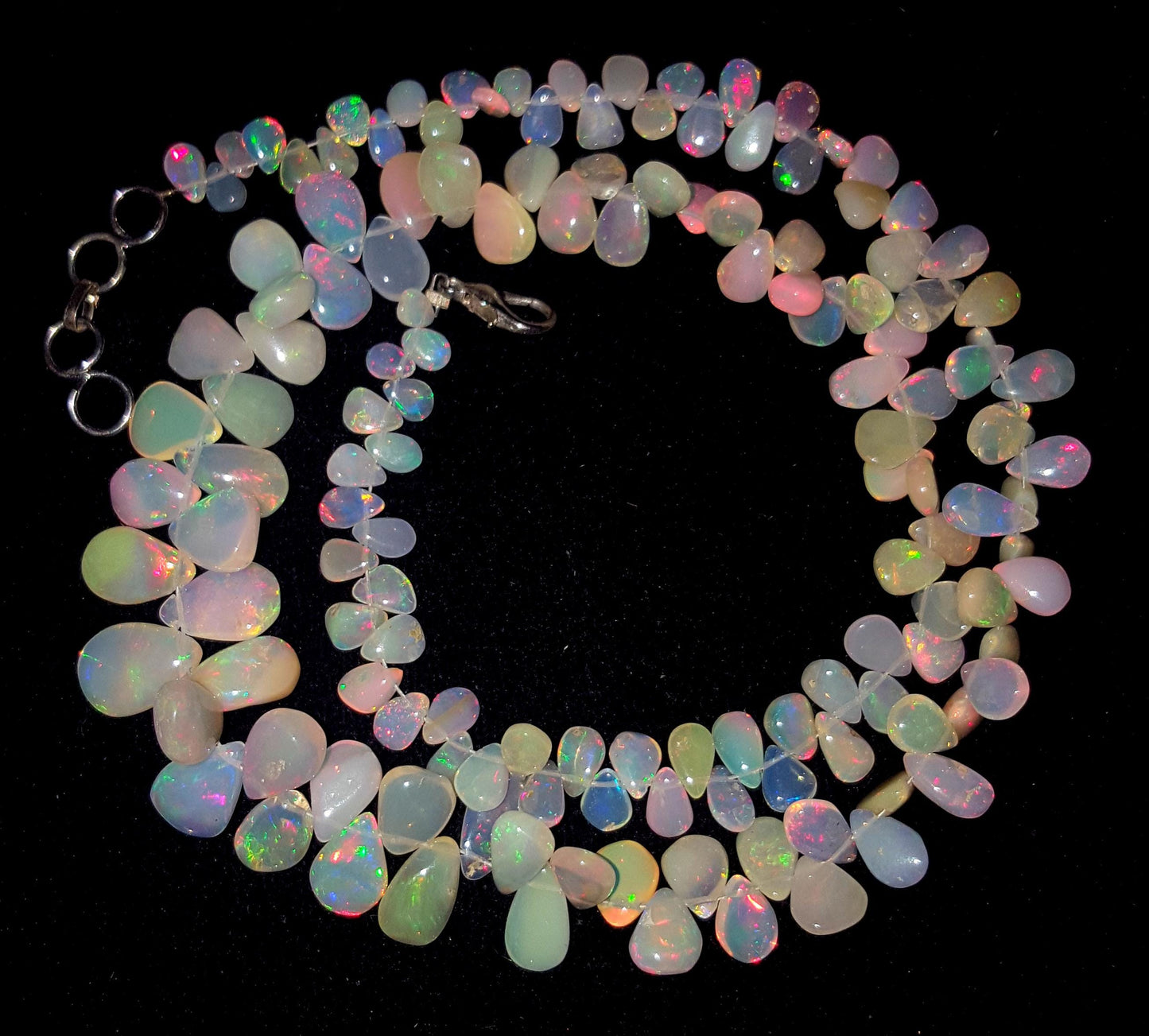 AAA+ Opal, Natural Ethiopian Top Fire Opal Gemstone Drops Necklace 18'' inches , 64.30 Carat, Size-5x13mm, Gift For Her, PC-1