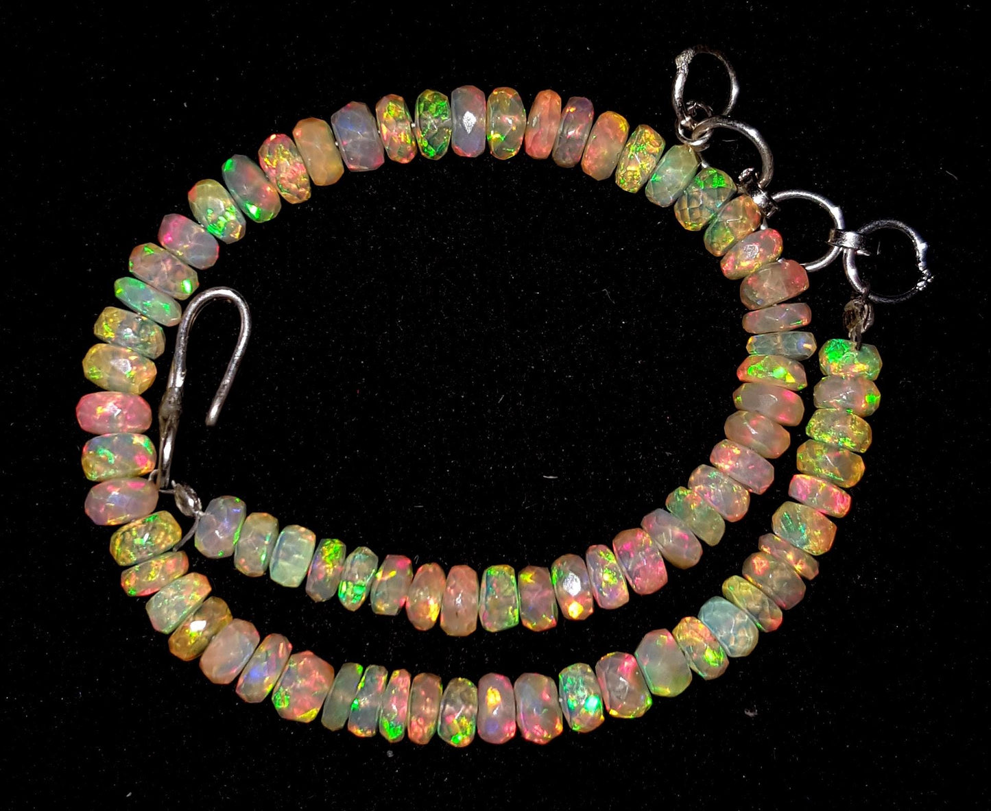 AAA++ Natural Multi Fire Natural Ethiopian Opal Faceted Beaded Necklace, Genuine Fire Beads Necklace For Women, 24.00 Ct, Size-4mm,