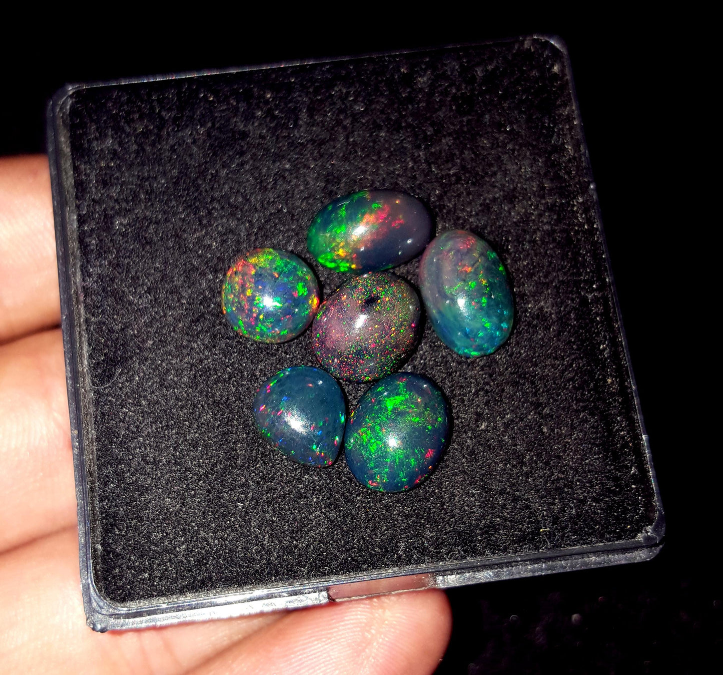 Rare & Natural Black Ethiopian Opal, Mix Cabochon Gemstone Lot, 11.50 Carat, Size-12x8x4.5mm To 9x9x5mm, Gift For Her, PC-6