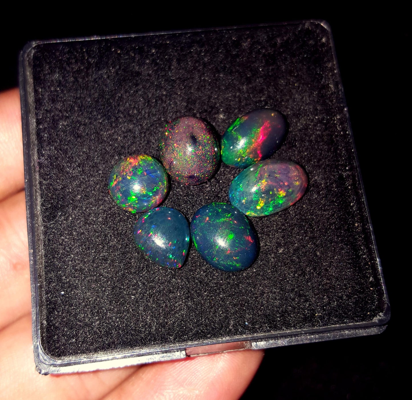 Rare & Natural Black Ethiopian Opal, Mix Cabochon Gemstone Lot, 11.50 Carat, Size-12x8x4.5mm To 9x9x5mm, Gift For Her, PC-6