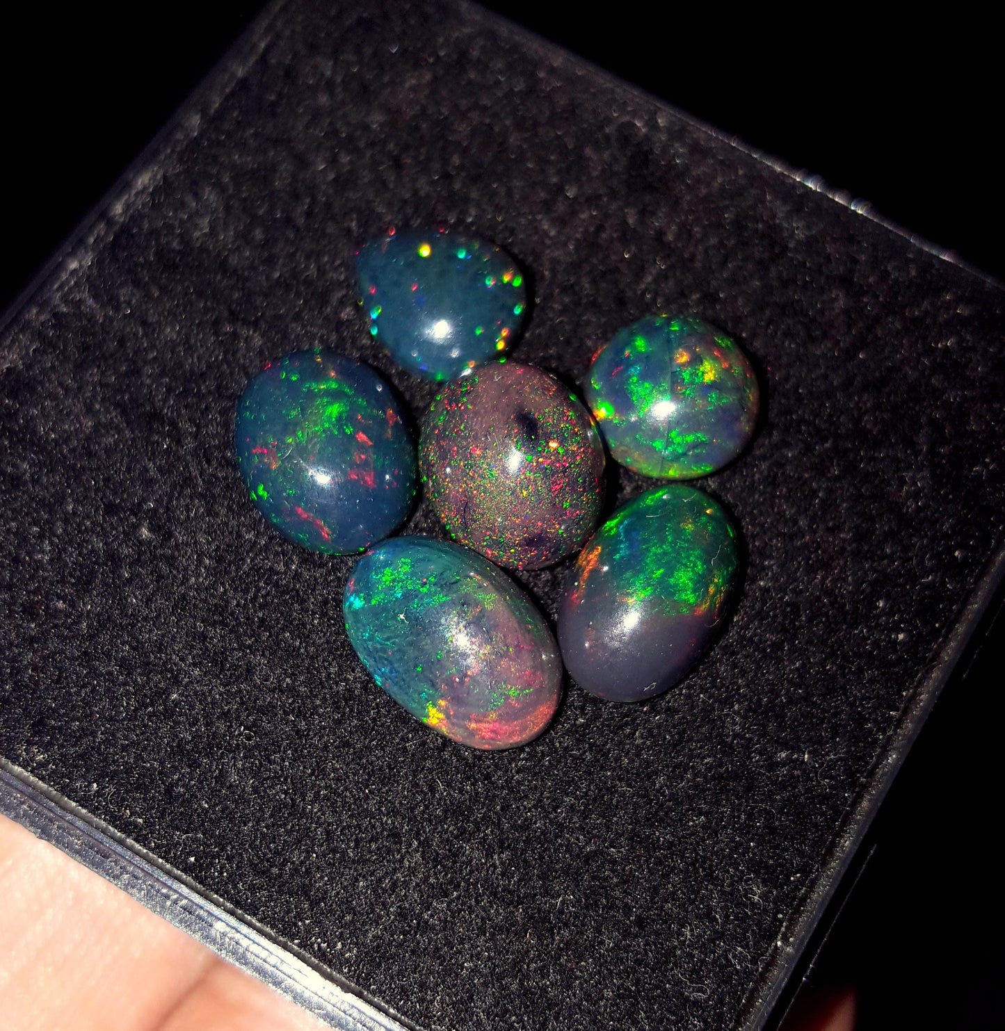 Rare & Natural Black Ethiopian Opal, Mix Cabochon Gemstone Lot, 11.50 Carat, Size-12x8x4.5mm To 9x9x5mm, Gift For Her, PC-6