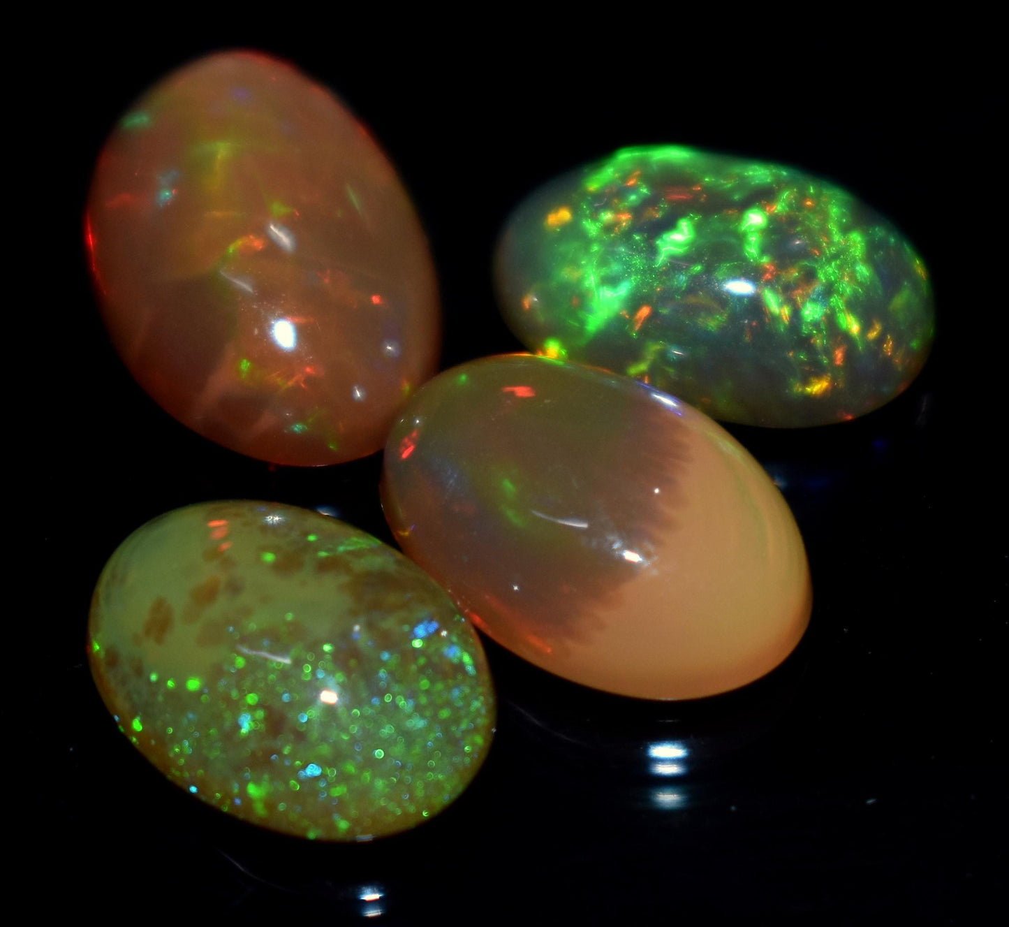 Natural Ethiopian Opal, Oval Welo Fire Cabochon Gemstone Lot, 8.50 Carat, Size-13x9mm To 11x8mm, Gift For Her, PC-4