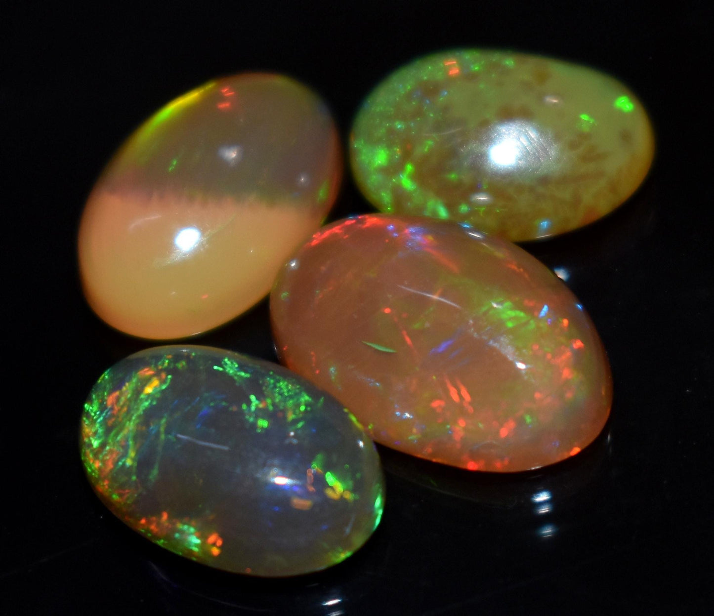 Natural Ethiopian Opal, Oval Welo Fire Cabochon Gemstone Lot, 8.50 Carat, Size-13x9mm To 11x8mm, Gift For Her, PC-4